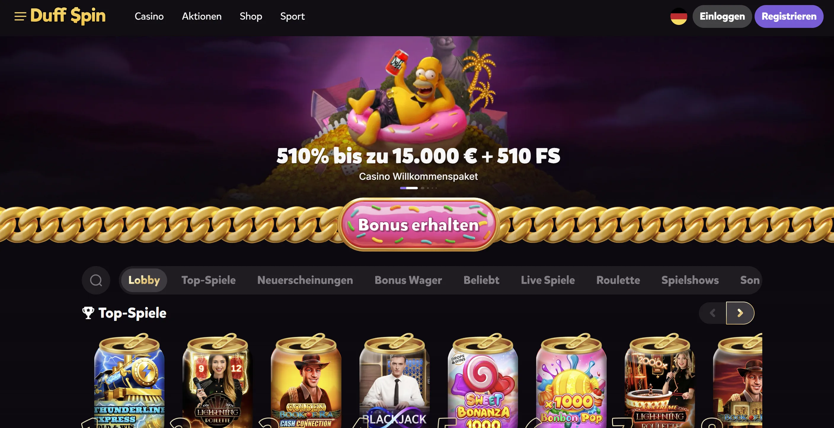 Duff Spin Casino Anmelden